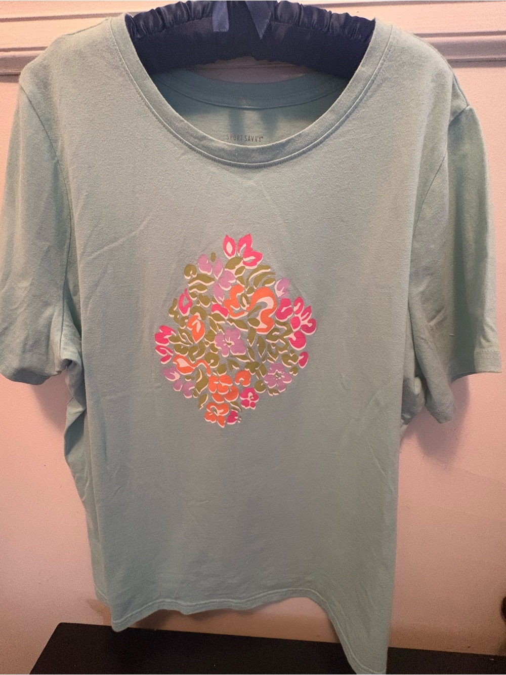 Sports Savvy Women's Seafoam Green Floral Graphic Tee